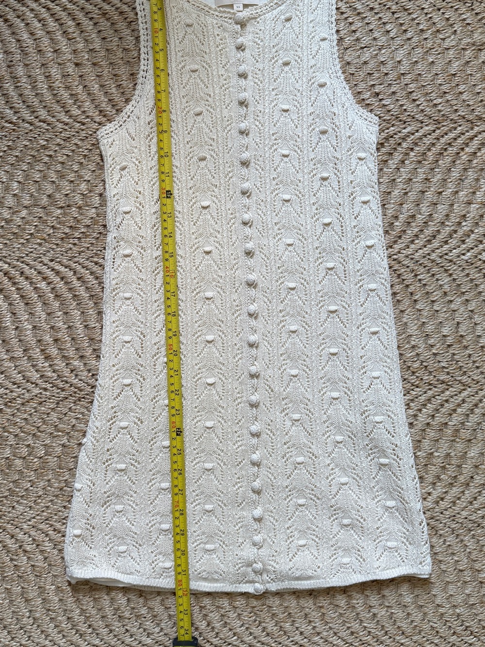 Sezane Willa Sleeveless Cream Knit Button-Front Dress - Picture 8 of 9